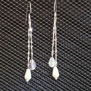 3/$20 | Faux pearl & crystal dangle earrings